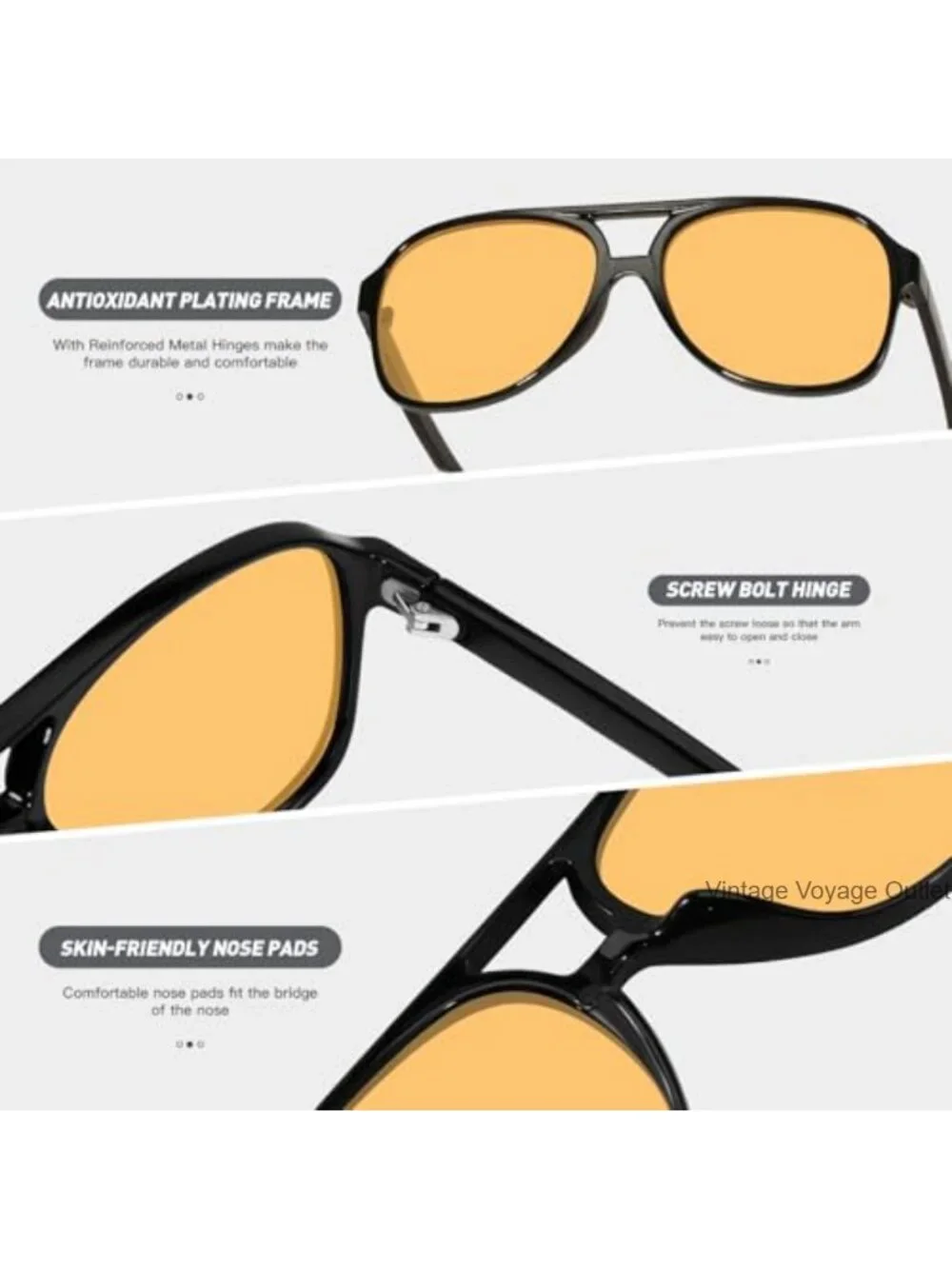 Retro Aviator Sunglasses Large Frame Classic Vintage 70s UV400